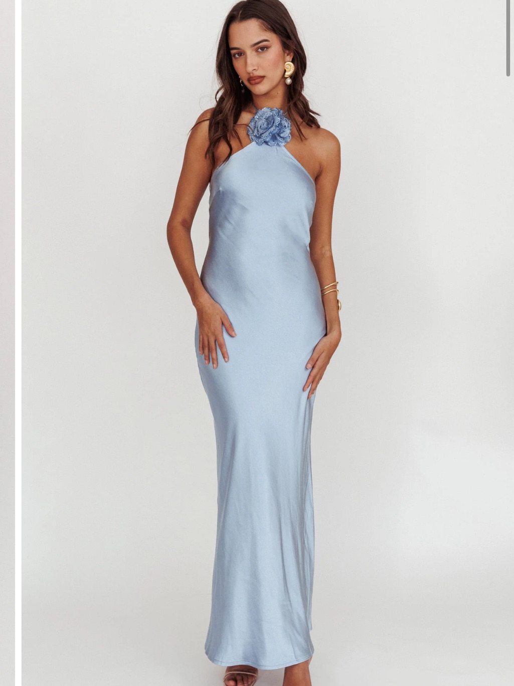 Nwt Selfie Leslie High Roller Flower Decoration Halter Dress Blue